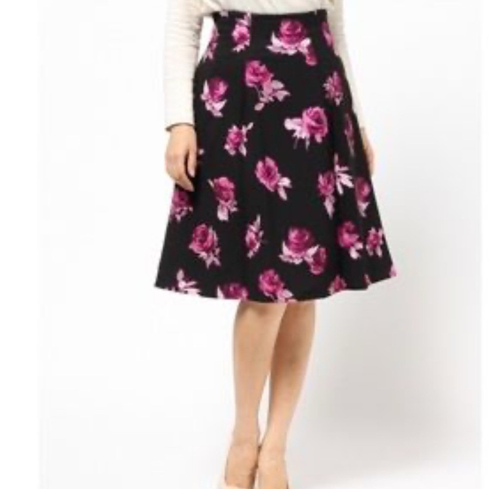 Kate Spade NY Painterly Rose A Line Skirt 2 Fit Flare Pockets Classic Lined Read